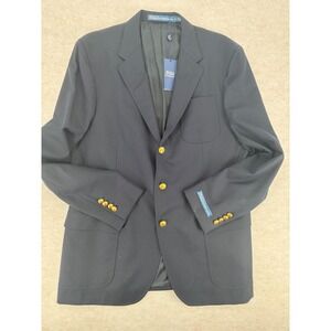 Polo Ralph Lauren Mens Navy Blue Wool Blazer Sport Coat Gold Crest Buttons NEW